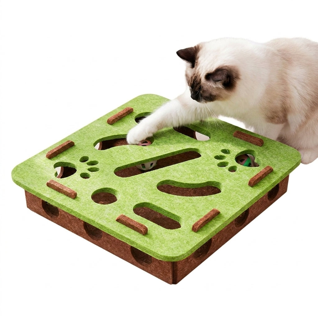 Juguete Laberinto de Fieltro para Gatos con 5 Bolas