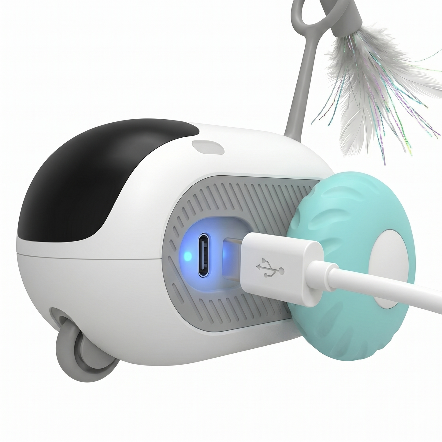 Juguete Interactivo para Gatos – Coche Teledirigido con Plumas