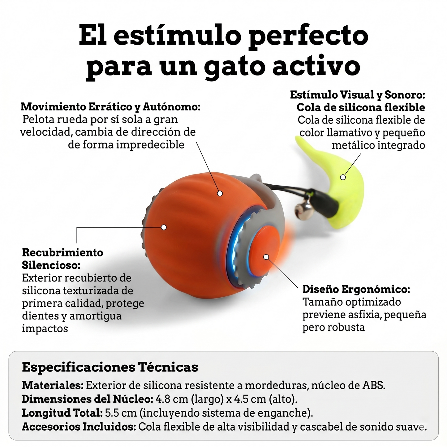 Pelota Eléctrica Automática para Gatos