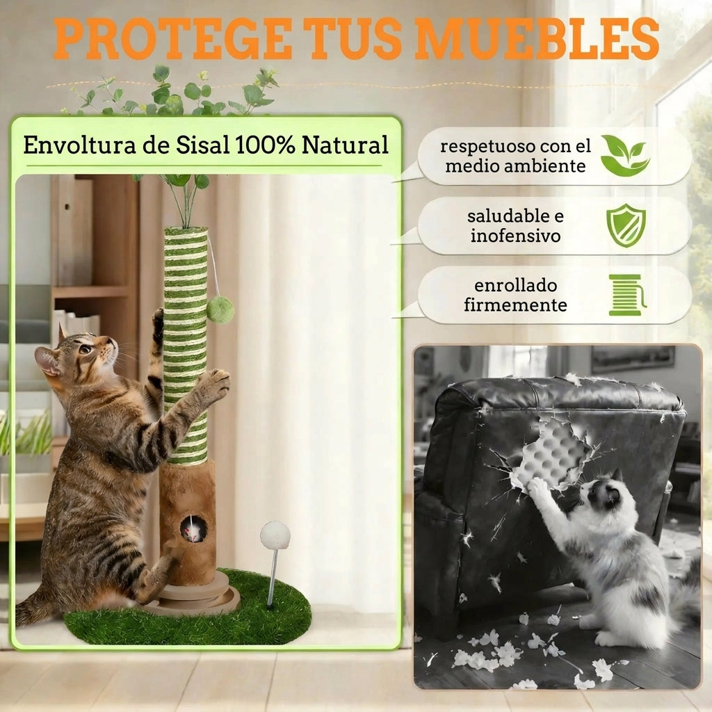 Rascador para Gatos 4 en 1 con Eucalipto y Sisal Natural