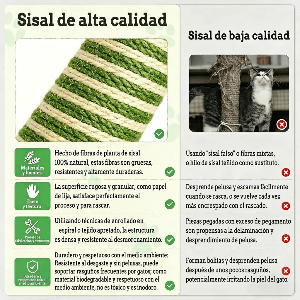 Rascador para Gatos 4 en 1 con Eucalipto y Sisal Natural