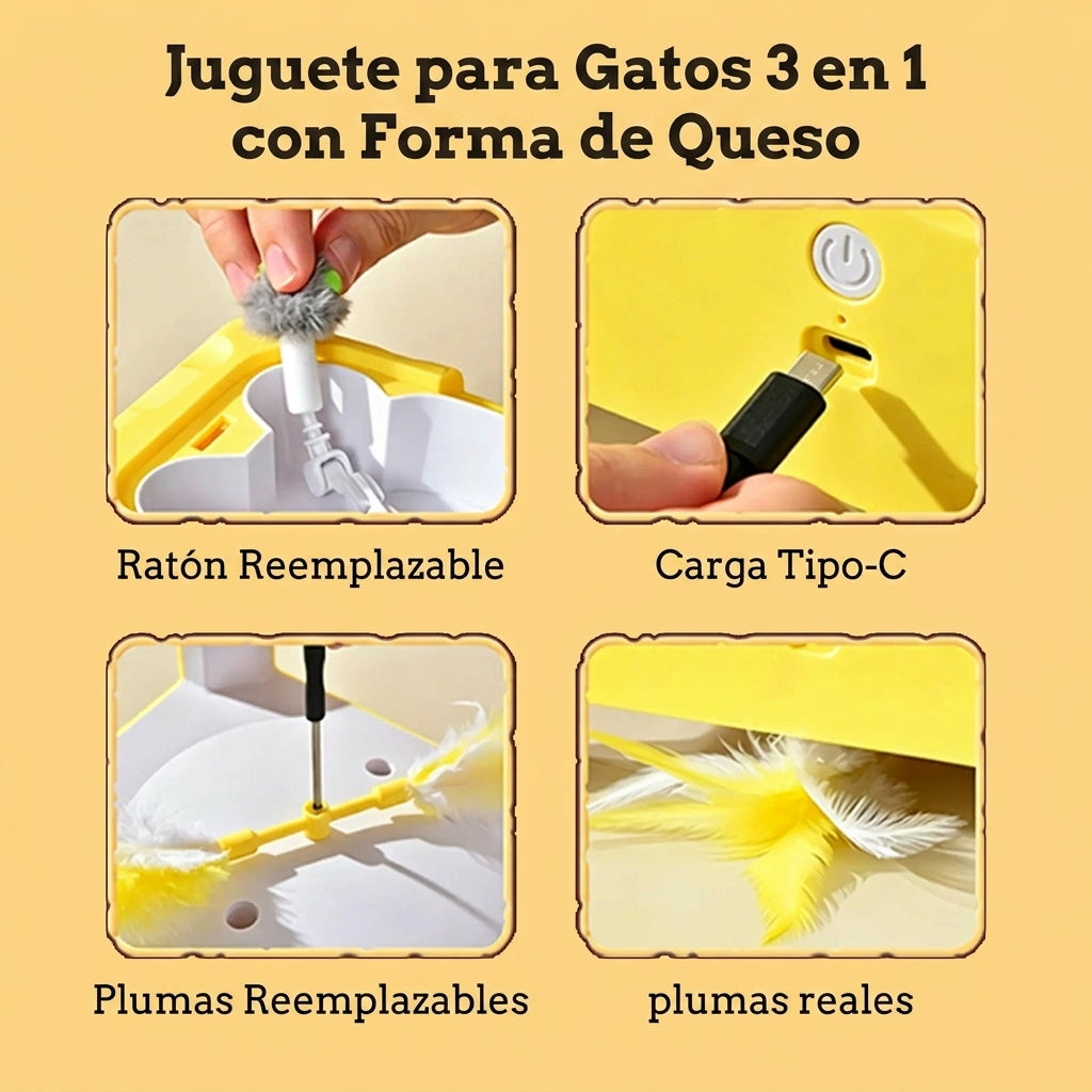 Juguete Interactivo 3 en 1 para Gatos